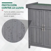 Outsunny Cobertizo de Almacenamiento de Madera para Jadín 74x43x88 cm con 2 Puertas y Techo Asfáltico Abatible Gris(m-4)