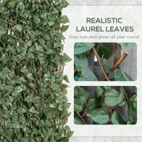 Outsunny 4 Pieces Expanding Trellis Fence, 2m x 1m Decorative Trellis with Artificial Leaves Garden Telescopic Hedge Privacy Screen Greenery Walls for Garden Balcony Home Decor(m-4)