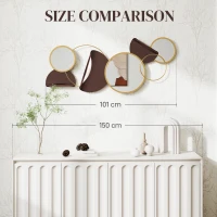 HOMCOM Metal Wall Art, Modern Decorative Mirror Decor, Hanging Home Wall Decoration for Living Room Bedroom Dining Room, Gold Tone(m-7)