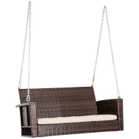 Outsunny Balancelle en Résine Stressée Marron 135 x 64 x 61 cm(m-1)