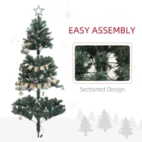 HOMCOM 6ft Pre-Lit Xmas Tree with Decorations, Green, Blue and Warm White(m-7)