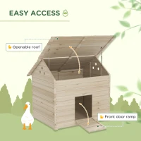 PawHut Wooden Duck House Poultry Coop for 2-4 Ducks with Openable Roof Raised Feet Air Holes Natural(m-4)