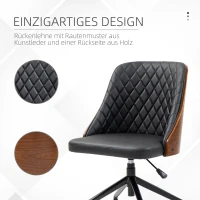 Vinsetto Bürostuhl Schreibtischstuhl Drehstuhl Home-Office-Stuhl höhenverstellbarer ergonomisch 360°-Drehräder Schaumstoff PU Schwarz 48,5 x 54,5 x 81-87 cm(m-5)