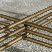 HOMCOM Tavolino da Caffè con Piano in Vetro Temperato e Base in Metallo, Ø85x41cm, Nero e Oro(m-8)