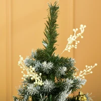 HOMCOM Albero di Natale Innevato 150cm con Bacche Decorative Bianche, Base Rimovibile Pieghevole, 378 Rami, Verde(m-9)