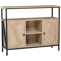 HOMCOM Sideboard im Industriedesign, 2 Schränke, 2 Regale. 1 Ablagefach, 100 cm x 30 cm x 80 cm, Natur + Schwarz(m-1)