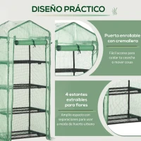 Outsunny Invernadero de Jardín con 4 Estantes y Cubierta de PE 140g/m² Tipo Caseta de Tubo Acero Vivero Casero para Cultivo de Plantas Flores Macetas Balcón Terraza 70x50x160 cm Verde(m-6)
