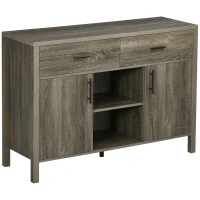 HOMCOM Buffet meuble de rangement 2 portes avec étagères, 2 tiroirs et 2 niches - dim. 120L x 39l x 83.8H cm(m-10)