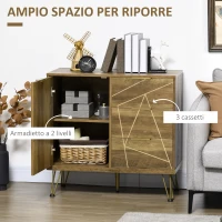 HOMCOM Mobile Multiuso con Armadietto e 3 Cassetti in Legno e Acciaio, 84x39x80.7cm, Bronzo(m-5)