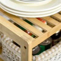 HOMCOM Scaffale Multiuso a 3 Ripiani Salvaspazio in Bambù, Mensola per Bagno, Salotto e Cucina, Facile da Montare, 62x33x80cm, Colore Naturale(m-8)