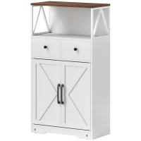 HOMCOM Mueble Auxiliar de Almacenaje con Estantes y Cajones Diseño Clásico para Salón Cocina o Dormitorio 60x31x108 cm Blanco(m-10)