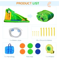 Outsunny 5 in 1 Kids Bouncy Castle Large Crocodile Style Inflatable House Slide Basket Water Pool Gun Climbing Wall with Blower Carrybag for Kids Age 3-8, 3.85 x 2.85 x 2.25m(m-8)