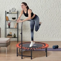 HOMCOM Trampolino Elastico con Maniglia di Sostegno Regolabile Diametro 114cm Carico Massimo 100kg, Arancione(m-2)