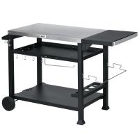 Outsunny Grillstation Grillwagen, inkl. Zubehör, 125 x 65 x 84 cm, Schwarz + Silber