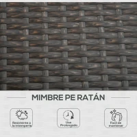 Outsunny Conjunto de Tumbona Exterior de Ratán 2 Plazas con Cojines Acolchados Resistente al Agua con Respaldo Regulable de 5 Niveles Soporta 220 kg 195x120x28 cm Marrón(m-4)
