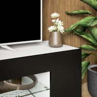 HOMCOM Multi-Shelf TV Cabinet, with Adjustable LED Lights - Black(m-8)