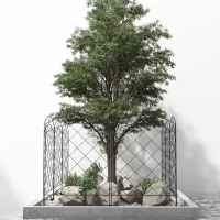 Outsunny Decorative Garden Fencing, 43in x 11.4ft Outdoor Picket Fence Panels, 8PCs Rustproof Steel Wire Landscape Flower Bed Border Edging Animal Barrier, Black(m-7)