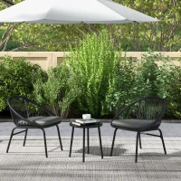 Outsunny Three-Piece Rattan Bistro Set - Black(m-10)