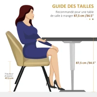 HOMCOM Lot de 4 chaises de salle à manger avec dossier assise en similicuir et piètement en acier 48 x 71 x 87 cm beige(m-7)