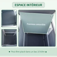 PawHut Maisonnette pour chats sur 2 étages en bois intérieur et extérieur toit rabattable 51 x 51 x 81,3 cm blanc et gris(m-7)