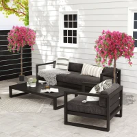 HOMCOM Set of 2 Decorative Artificial Plants, Murraya Flowers in Pots, Fake Plants for Home Indoor Decor, 120cm, Red(m-2)