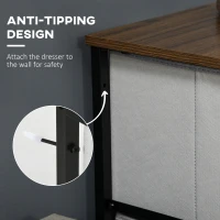 HOMCOM Fabric Chest of Drawers, Industrial Bedroom Dresser with 5 Fabric Drawers, Steel Frame and Wooden Top for Nursery, Living Room, Hallway, Grey(m-5)