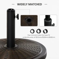 Outsunny 13kg Garden Parasol Base Holder, Cement Outdoor Market Umbrella Stand, Fits 35mm/38mm/48mm Poles, Black(m-5)