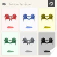 Outsunny Wooden Outdoor Double Adirondack Chairs Loveseat w/ Centre Table and Umbrella Hole, Garden Patio Furniture for Lounging and Relaxing, Dark Grey(m-8)