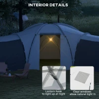 Outsunny 6-9 Man Tent with Bedrooms and Living Room, Accessories Included, Dark Grey(m-6)