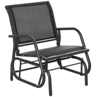 Outsunny Schaukelstuhl Gartenstuhl aus Metall Schaukelsessel mit Armlehne Rückenlehne Gartenschaukel bis 120 kg belastbar Outdoor Relaxstuhl für Balkon Garten Terrassen Schwarz(m-10)
