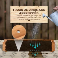 Outsunny Jardinière rectangulaire en bois carré potager jardinière à suspendre avec 2 crochets 91 x 18 x 16,5 cm marron(m-5)