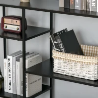 HOMCOM Standregal Bücherregal mit 5 offenen Fächern, Aufbewahrungsregal mit Metallrahmen, Würfelregal für Küche, Wohnzimmer, Schwarz, 120 x 35 x 87,5 cm(m-6)