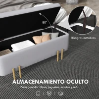 HOMCOM Baúl de Almacenaje para Dormitorio 70L Tapizado en Terciopelo con Patas de Metal 100x40x42 cm Gris Claro(m-4)