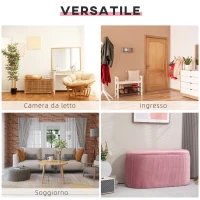 HOMCOM Pouf Panca Contenitore Moderna in Velluto Rosa per Camera da Letto, Soggiorno e Ingresso, 81x40x41cm(m-7)