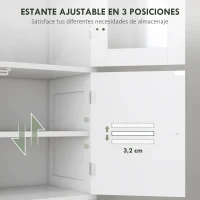 HOMCOM Mueble Auxiliar de Baño con 6 Puertas Estantes Ajustables Antivuelco Armario de Baño Moderno 60x30x170,5 cm Blanco(m-5)