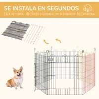 PawHut Parque de Juegos para Mascotas Jaula Plegable para Perros de 6 Paneles para Jardín Patio Exterior Ø120x66 cm Multicolor(m-4)