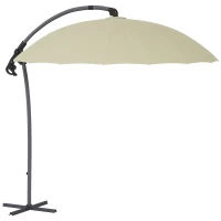 Outsunny 2.7m Cantilever Parasol, with Cross Base - Beige(m-11)