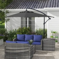 Outsunny 3m Cantilever Overhanging Parasol, with Cross Base - Black(m-2)