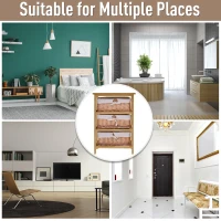 HOMCOM 3 Drawer Dresser Wicker Basket Storage Shelf Unit Wooden Frame Home Organisation Cabinet Bedroom Office Furniture Natural Finish(m-6)