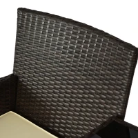 Outsunny Gartenbank Polyrattan 2-Sitzer UV-beständig Sitzbank mit Tisch Kissen Rückenlehne Gartenmöbel Parkbank bis 240kg belastbar Balkonbank für Garten Terrasse Balkon 133x63x84cm, Braun(m-9)