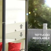 Outsunny Set da Giardino con 2 Divani in Rattan PE e Pergola con Tenda Regolabile, 230x230x210cm, Beige(m-6)