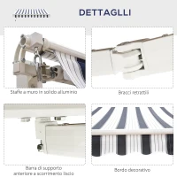 Outsunny Tenda da Sole a Bracci 2.5x2m Avvolgibile Manuale in Alluminio e Poliestere Blu e Bianco(m-8)