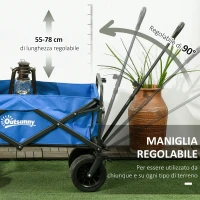 Outsunny Carrello da Giardino 110L con Maniglia Telescopica e Borsa Termica da 15L in Acciaio e Tessuto, Blu(m-5)