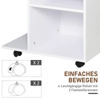 Vinsetto Druckertisch, Druckerständer, Bürowagen, Rollwagen mit Schublade+2 Ablagen+CPU-Ständer, Spanlatte, Weiß, 60 x 40 x 68,5 cm(m-5)