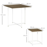 HOMCOM Modern 5-Piece Dining Table Set Metal Frame Square Kitchen Table with 4 Chairs for Dining Room, Walnut(m-3)