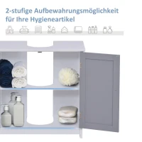 kleankin Waschbeckenunterschrank Badezimmerschrank Waschtischunterschrank mit 2 Türen Regal verstellbar MDF Weiß+Grau 60 x 30 x 60 cm(m-5)