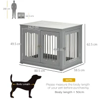 PawHut Dog Crate End Table Furniture Style Dog Cage w/ Three Doors, Locks and Latches - Grey(m-3)