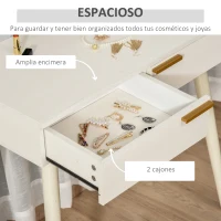 HOMCOM Tocador con Espejo Redondo Mesa de Maquillaje con 2 Cajones Estilo Moderno para Dormitorio Vestuario 80x40x123 cm Blanco(m-4)