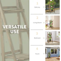 Outsunny Wooden Folding Flower Pot Stand 3 Tier Garden Planter Display Ladder Gardener Storage Shelves Rack Herb Holder (40L x 37W x 93H cm)(m-7)
