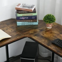 HOMCOM Escritorio de Esquina Mesa de Ordenador PC en Forma de L con Soporte para CPU Estilo Industrial Retro para Oficina Estudio 150x150x75 cm Marrón Rústico(m-9)